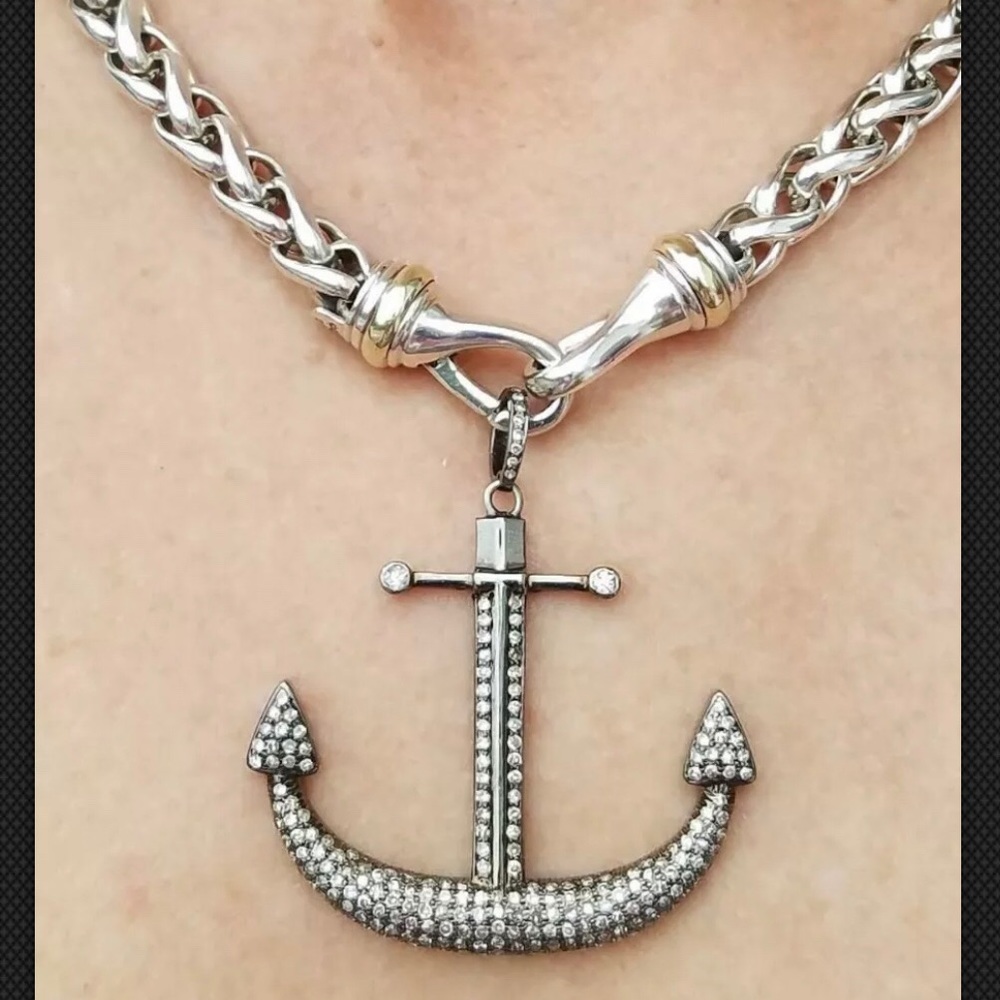 Diamond pave Anchor pendant; Nina Gilan “look”